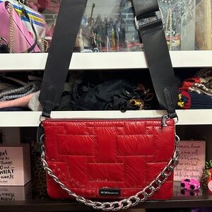 NWOT BCBGMaxAzria Red Crossbody Bag with silver Chain Detail